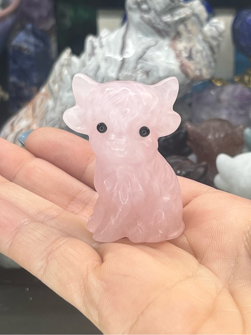 Highland Cow Crystal Carving